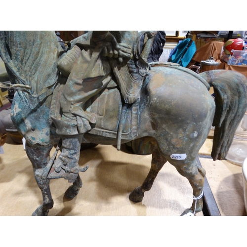 46 - A Very Large Cast Group (Possibly Bronze) Of A Cavalier On Horseback. Recovered From A Manchester Ca... 