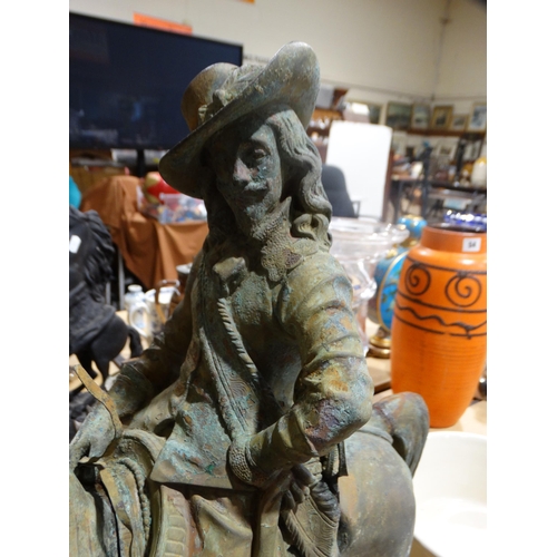 46 - A Very Large Cast Group (Possibly Bronze) Of A Cavalier On Horseback. Recovered From A Manchester Ca... 