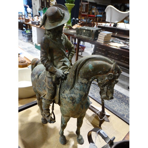 46 - A Very Large Cast Group (Possibly Bronze) Of A Cavalier On Horseback. Recovered From A Manchester Ca... 