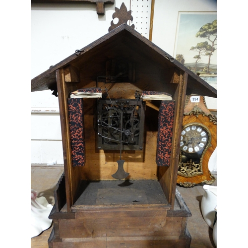 352 - An Early 20thc Black Forest Type Mantel Clock With Cuckoo Movement