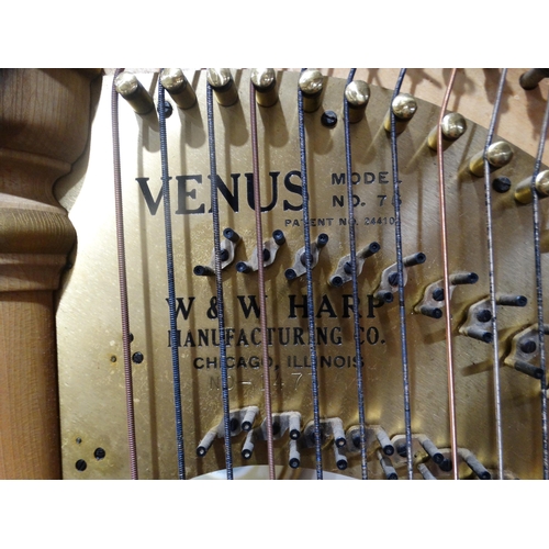 595 - A USA Venus Forty Six String Extended Sound Board Concert Harp & Cover, Model Encore, No 75, & Indiv... 