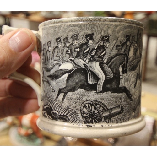 35 - A Staffordshire Pottery Transfer Decorated Mug With Scene Of The Battle Of Inkermann, Together With ... 