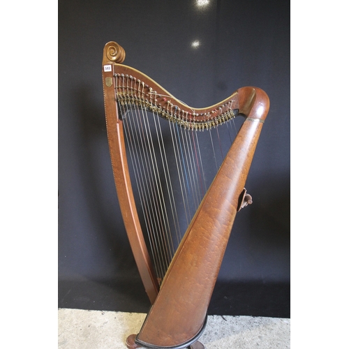 593 - A Rare Thirty- Four String Folk Harp & Cover By John W. Thomas, Model:  Garth