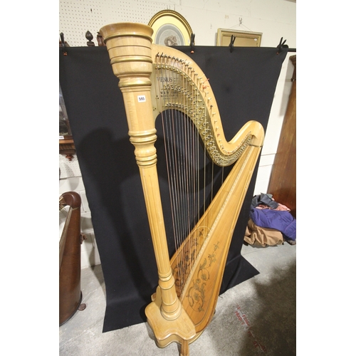 595 - A USA Venus Forty Six String Extended Sound Board Concert Harp & Cover, Model Encore, No 75, & Indiv... 