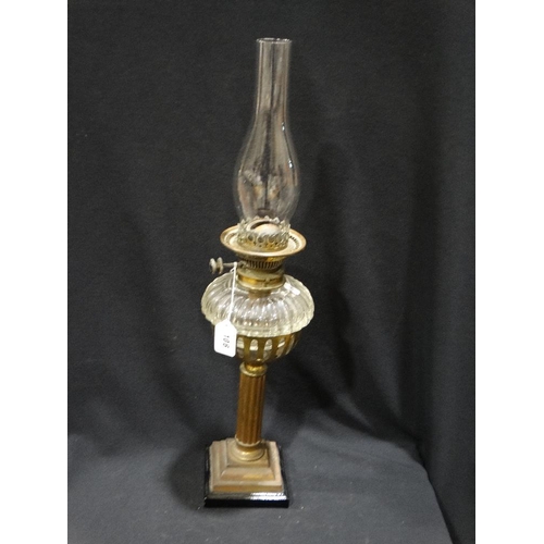 106 - A Drop In Column Oil Lamp & Funnel