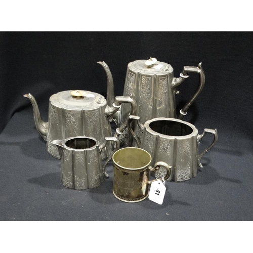 41 - A Four Piece Plated Tea Service Etc