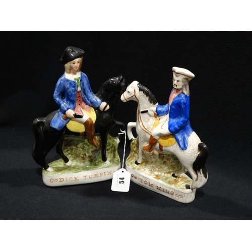 54 - A Pair Of Reproduction Staffordshire Pottery Figures, 