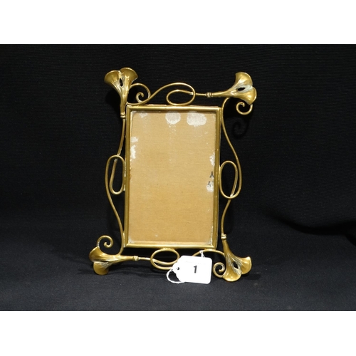 1 - An Art Nouveau Brass Finish Photograph Frame, 6.5 X 4