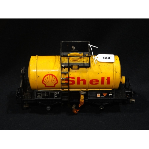 134 - An LGB Lehmann Model Railway Tanker For Shell Fuels, 0 Gauge