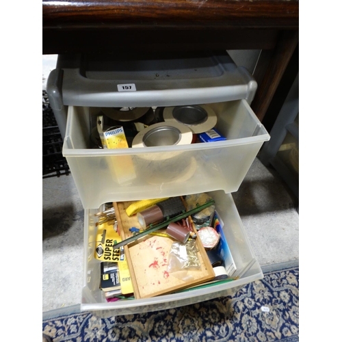 157 - A Three Drawer Plastic Chest Containing Model Railway Accessories Etc