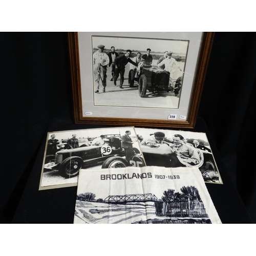 220 - Three Car Racing Related Photographs Believed To Relate To Brooklands Race Circuit In The 1930s, Tog... 