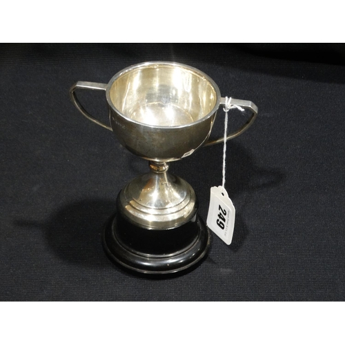 249 - A Two Handled Circular Based Silver Trophy Cup With Hallmarks For Birmingham 1933, 3.5oz