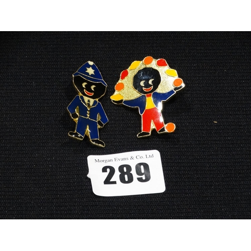 289 - Two Robertsons Jam Pin Badges, Juggler & British Policeman