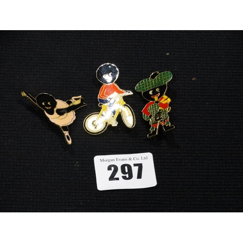 297 - Three Robinsons Jam Pin Badges, Bagpipe Player, Ballerina & Cyclist