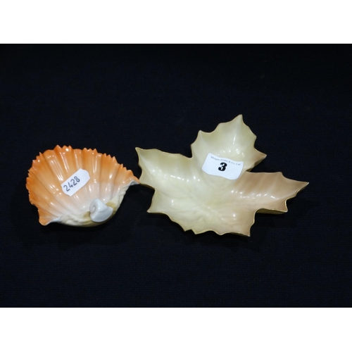 3 - A Royal Worcester China Leaf Dish, Together With A Similar Shell Dish