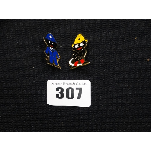 307 - Two Robinsons Jam Pin Badges, Policeman & Fireman