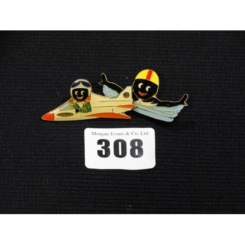 308 - Two Robinsons Jam Pin Badges, Pilot & Swimmer