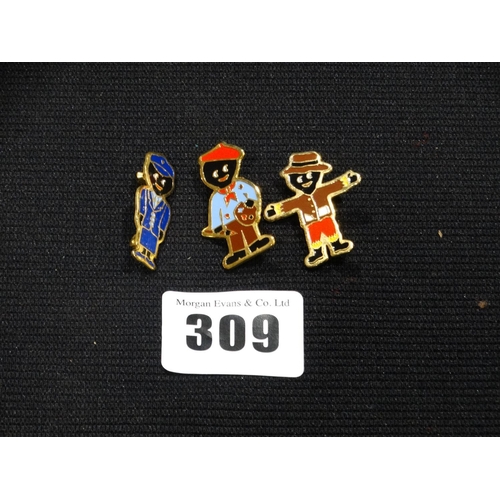 309 - Three Robinsons Jam Pin Badges, Scarecrow, Artist & Policewoman