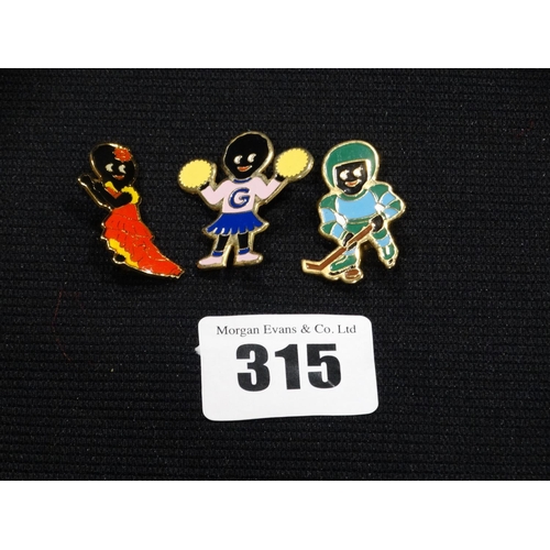 315 - Three Robinsons Jam Pin Badges, Ice Hockey Player, Cheerleader & Spanish Dancer