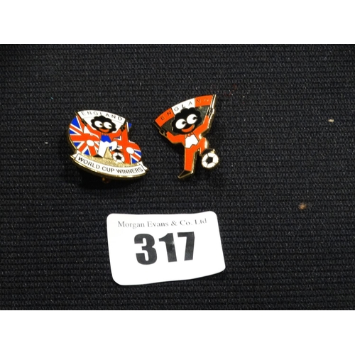 317 - Two Robinsons Jam Pin Badges, England World Cup Winners & England