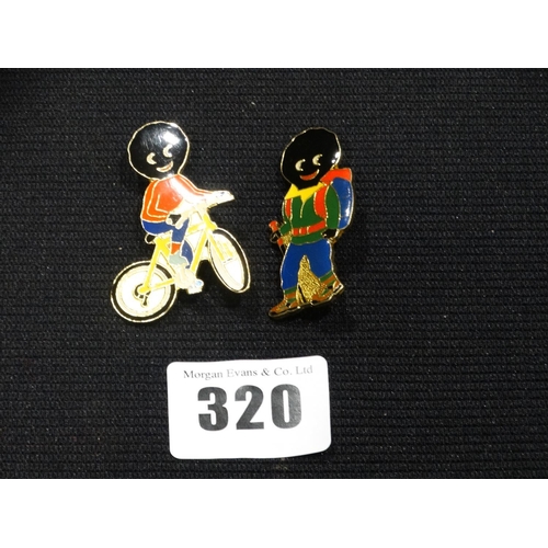 320 - Two Robinsons Jam Pin Badges, Cyclist & Hiker