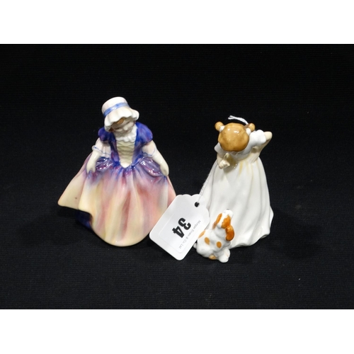 34 - Two Small Size Royal Doulton China Figures, 