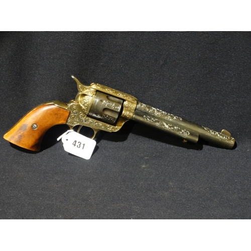 431 - A Brass Colt Type Reproduction Revolver With Ornate Engraving