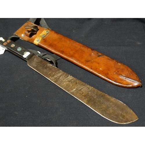 435 - A World War II British Army Machete 1944 In Original Leather Case