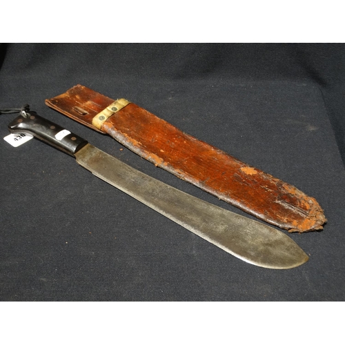 436 - A 1944 Machete, Legitimus Collins & Co, Model 1250, Rare Shaped Blade In Original Leather Sheath