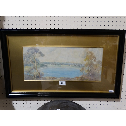 457 - H.A Carter, Watercolour, View Of Sydney Harbour, Signed, 7 X 15