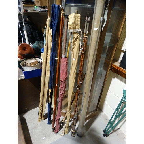 463 - A Group Of Vintage Split Cane & Other Fishing Rods