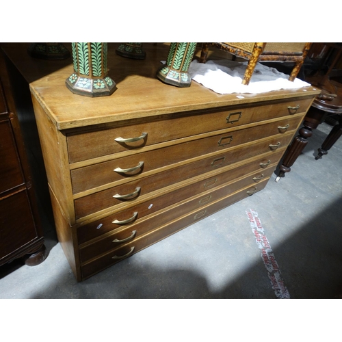 564 - A Mid 20thc Two Section Six Drawer Map Chest