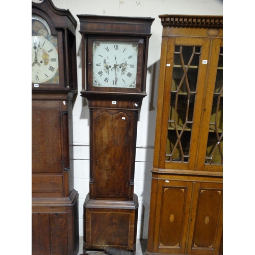 581 - An Antique Mahogany Encased Long Case Clock With Square Painted Dial & Thirty Hour Movement