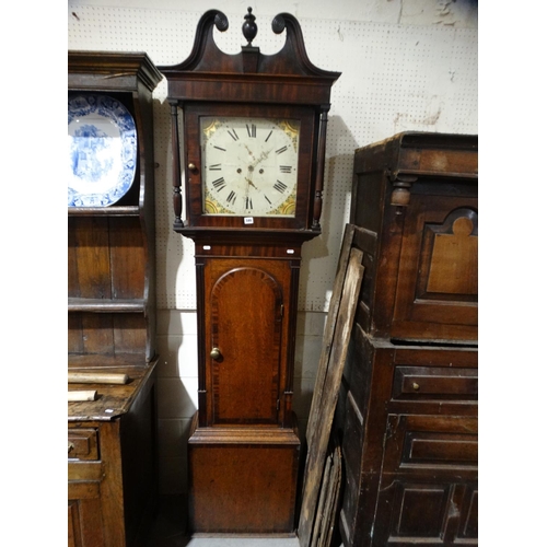 586 - An Antique Oak & Mahogany Encased Long Case Clock, The Square Painted Dial With Eight Day Movement S... 