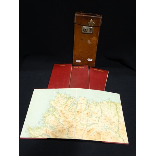 6 - An Early 20thc Stitched Leather Motorists Pocket Map Set, For Scotland