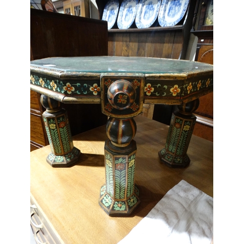 563 - An Anglo Indian Octagonal Topped Occasional Table With Floral Painted Pattern, Believed To Have Orig... 