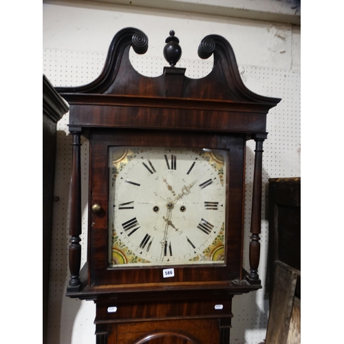 586 - An Antique Oak & Mahogany Encased Long Case Clock, The Square Painted Dial With Eight Day Movement S... 