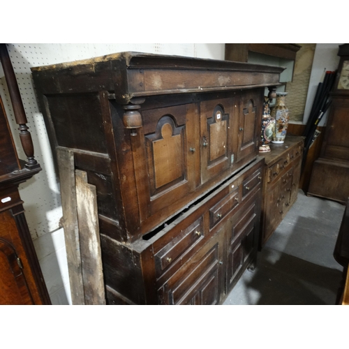 587 - An Antique Oak Welsh Deuddarn With An Arrangement Of Cupboards & Drawers, 57