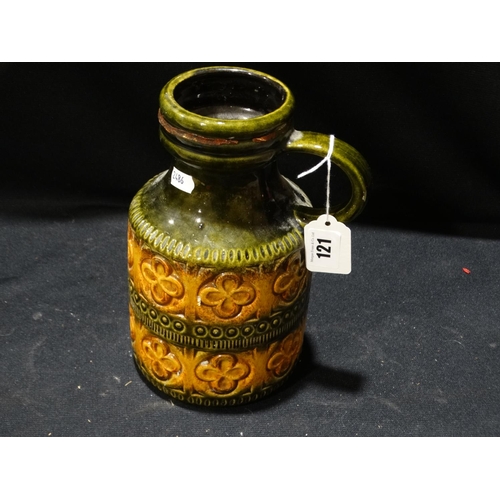 121 - A West German Pottery Moulded Handled Vase
