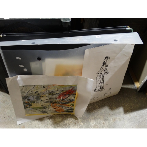 124 - Two Portfolios Of Unframed Drawings And Prints