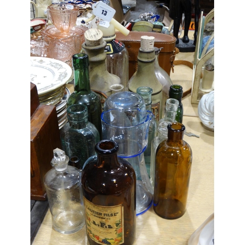 13 - A Qty Of Vintage Glass Bottles Etc