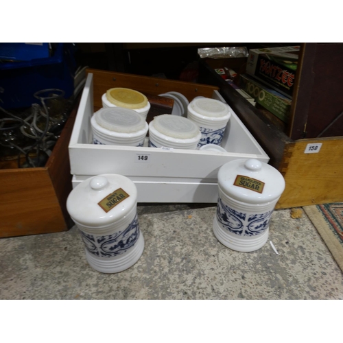 149 - A Box Of Retro Kitchen Storage Jars