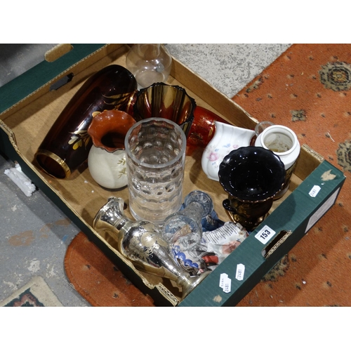 153 - A Box Of Glass And Other Vases