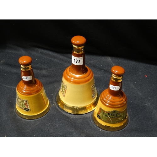 177 - Three Wade Pottery Bells Whiskey Decanters