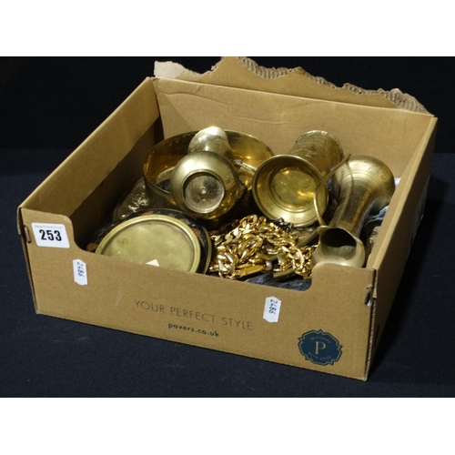 253 - A Small Box Of Brassware