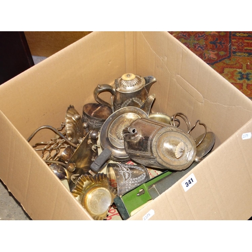 341 - A Box Of Mixed Plated Ware