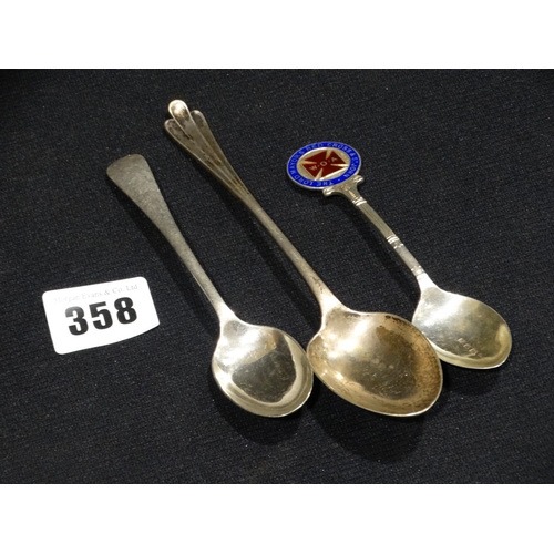 358 - A Silver Dessert Spoon Etc