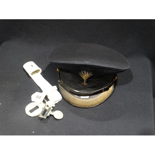 414 - A Welsh Guards Officers Number 1 Dress Cap Together With Military Belt Buckle And Bayonet Frog