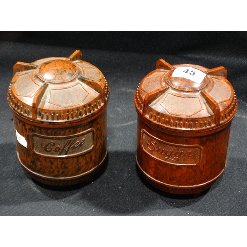 45 - Two Bakelite Screw Top Containers For Coffee And Sugar