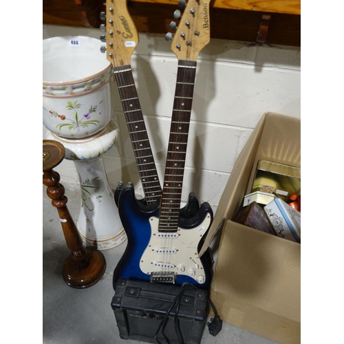 465 - Two Electric Guitars Together With A Practice Amp